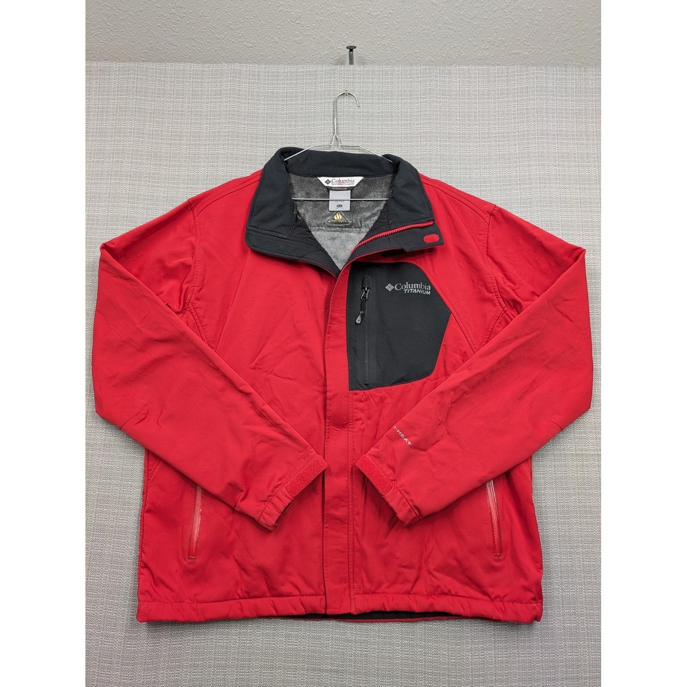 Columbia Titanium Jacket Mens XLT Red Black Omni-Heat Full Zip Softshell Winter